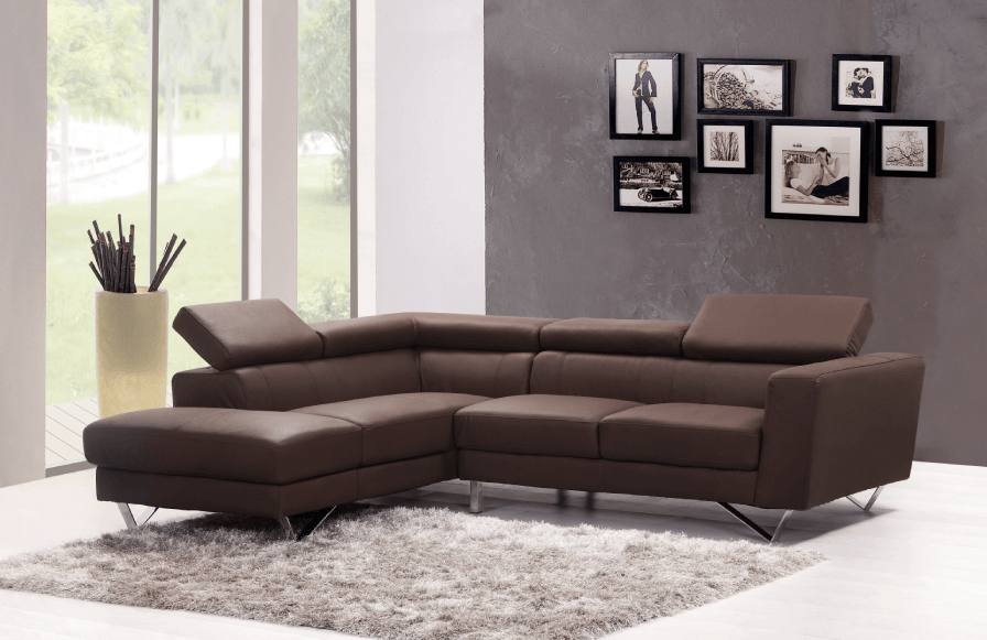 Brown Sofa, featuring lift-up head rests.